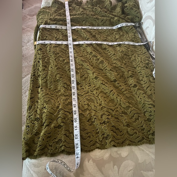 Zara Olive Green Lace Long Sleeve Dress - Picture 10 of 10